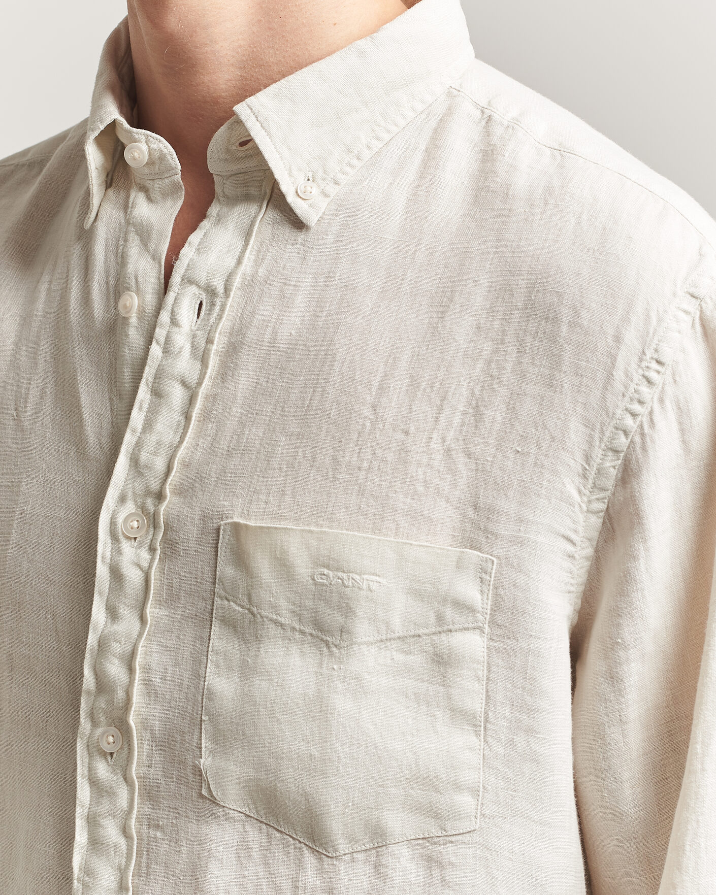 Herre | Skjorter | Gant | Regular Fit Garment Dyed Linen Shirt Sand