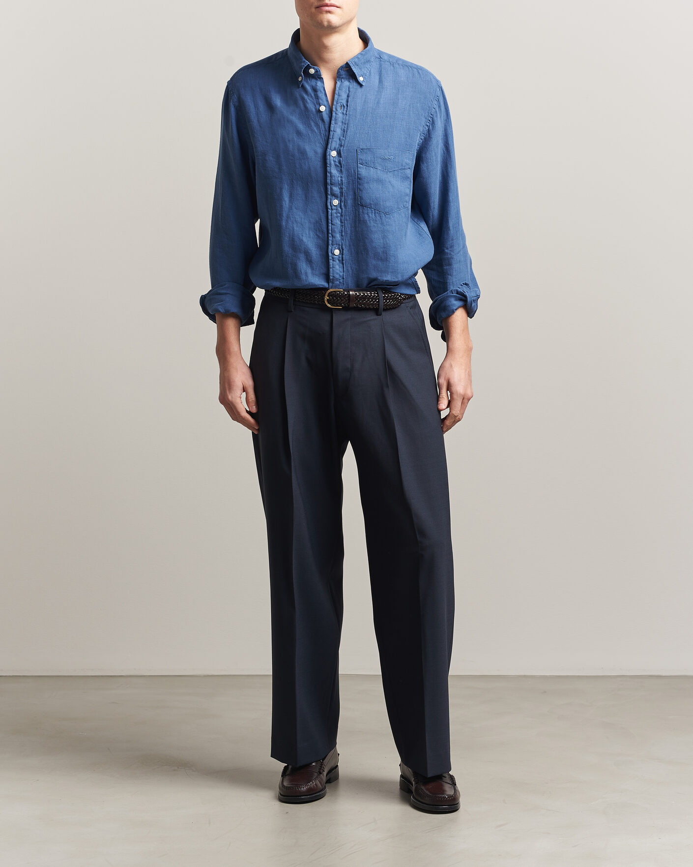 Herre | Skjorter | Gant | Regular Fit Garment Dyed Linen Shirt Vintage Blue