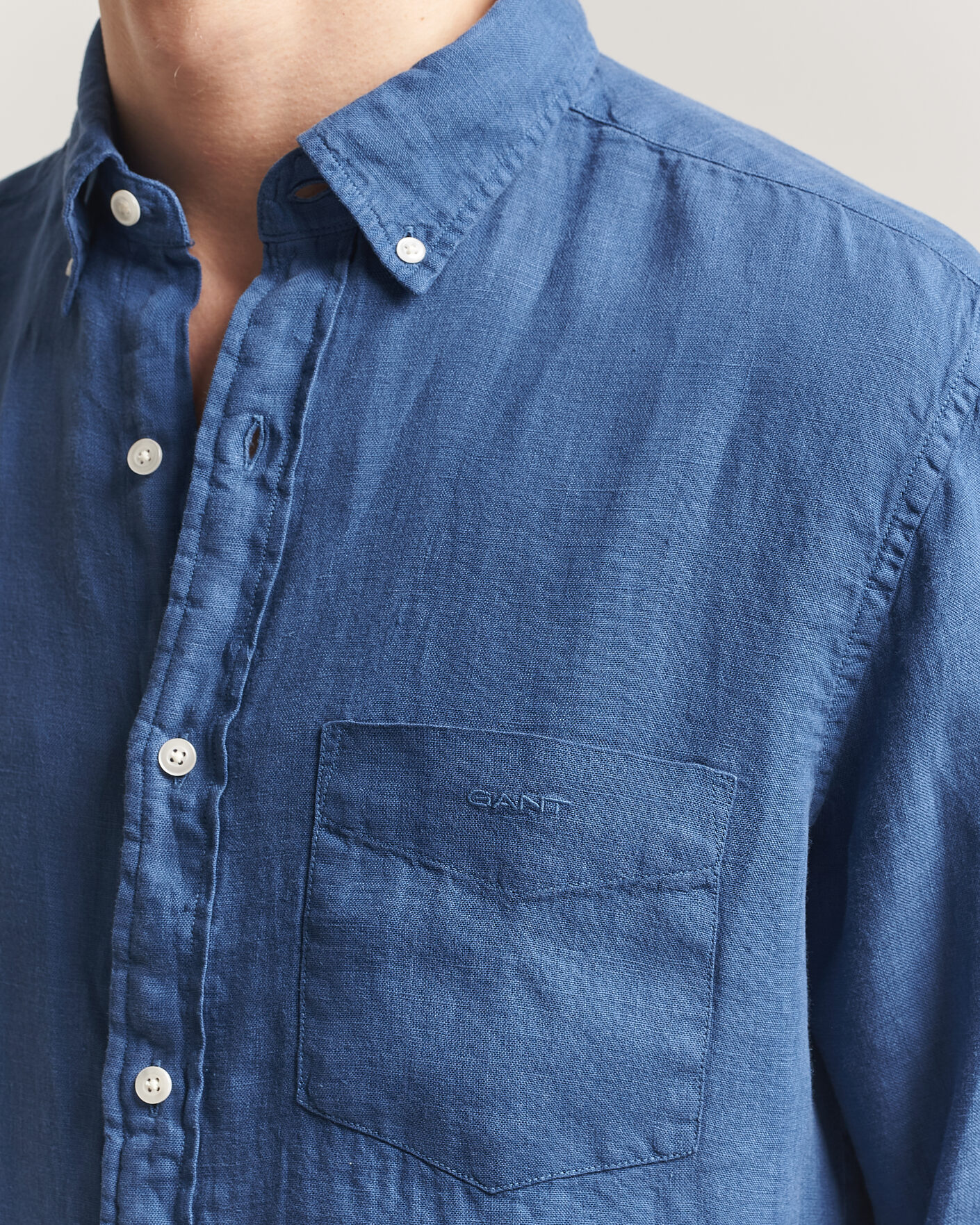 Herre | Skjorter | Gant | Regular Fit Garment Dyed Linen Shirt Vintage Blue