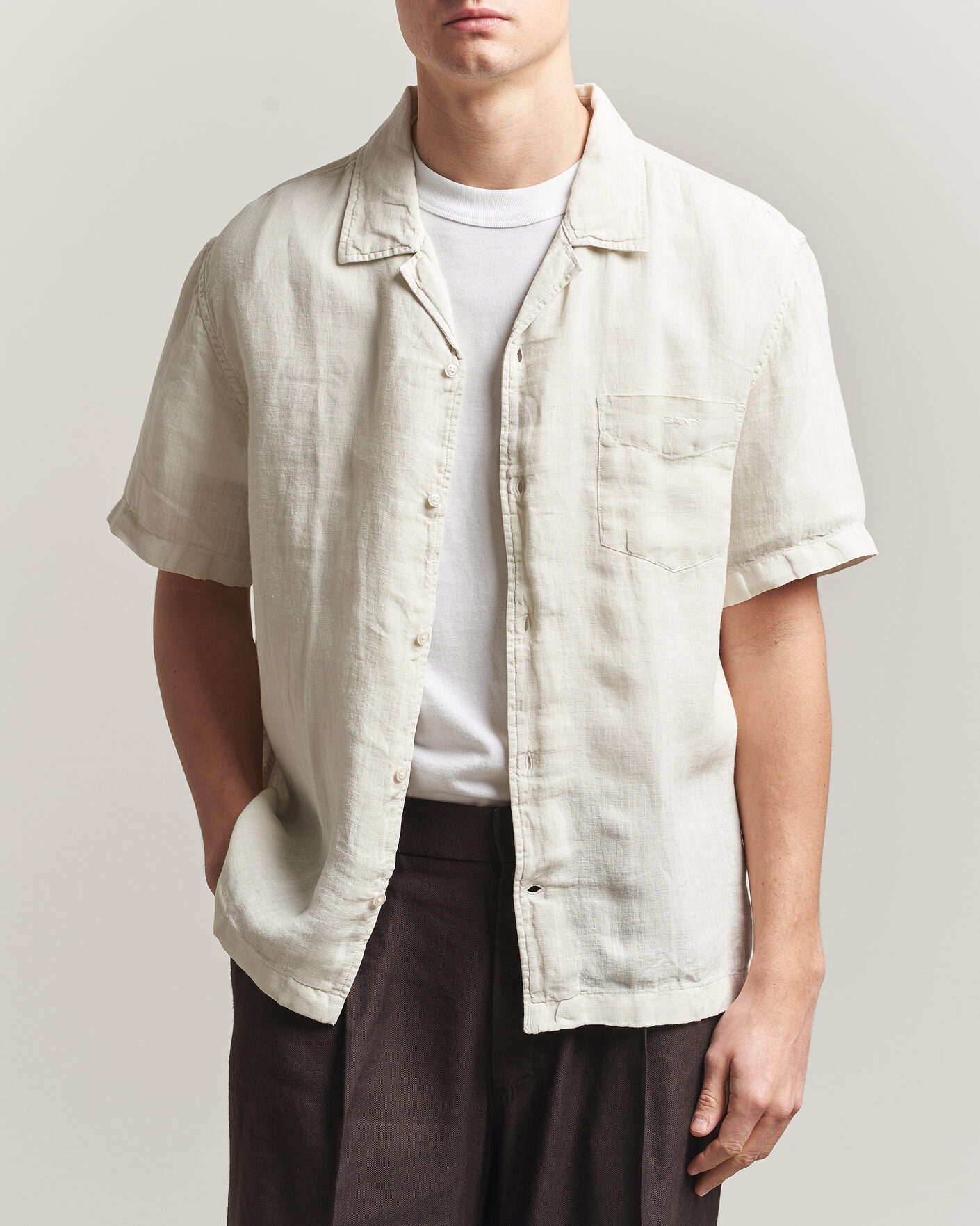 Herre | Skjorter | Gant | Regular Fit Garment Dyed Camp Shirrt Sand