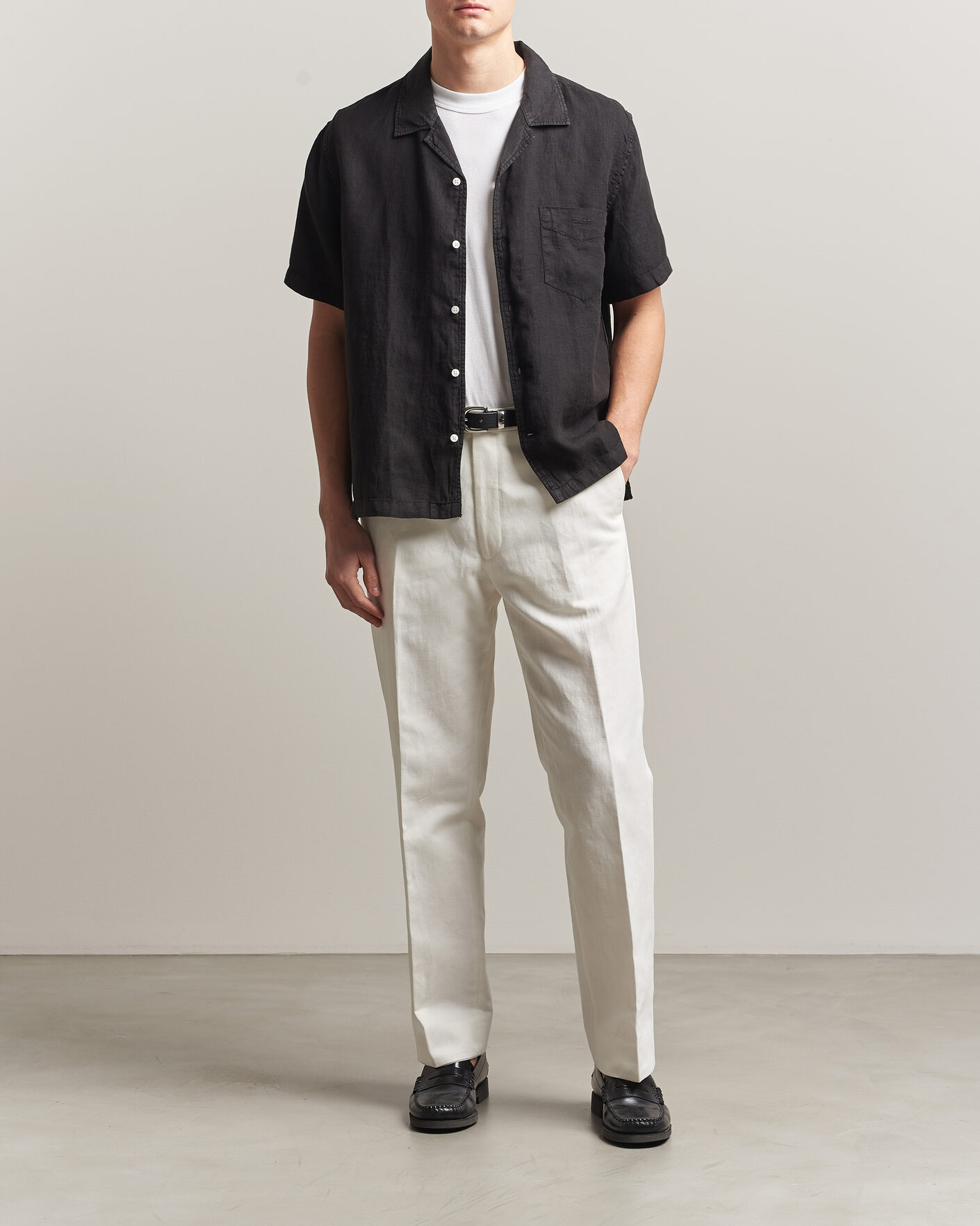 Herre | Skjorter | Gant | Regular Fit Garment Dyed Resort Shirt Black