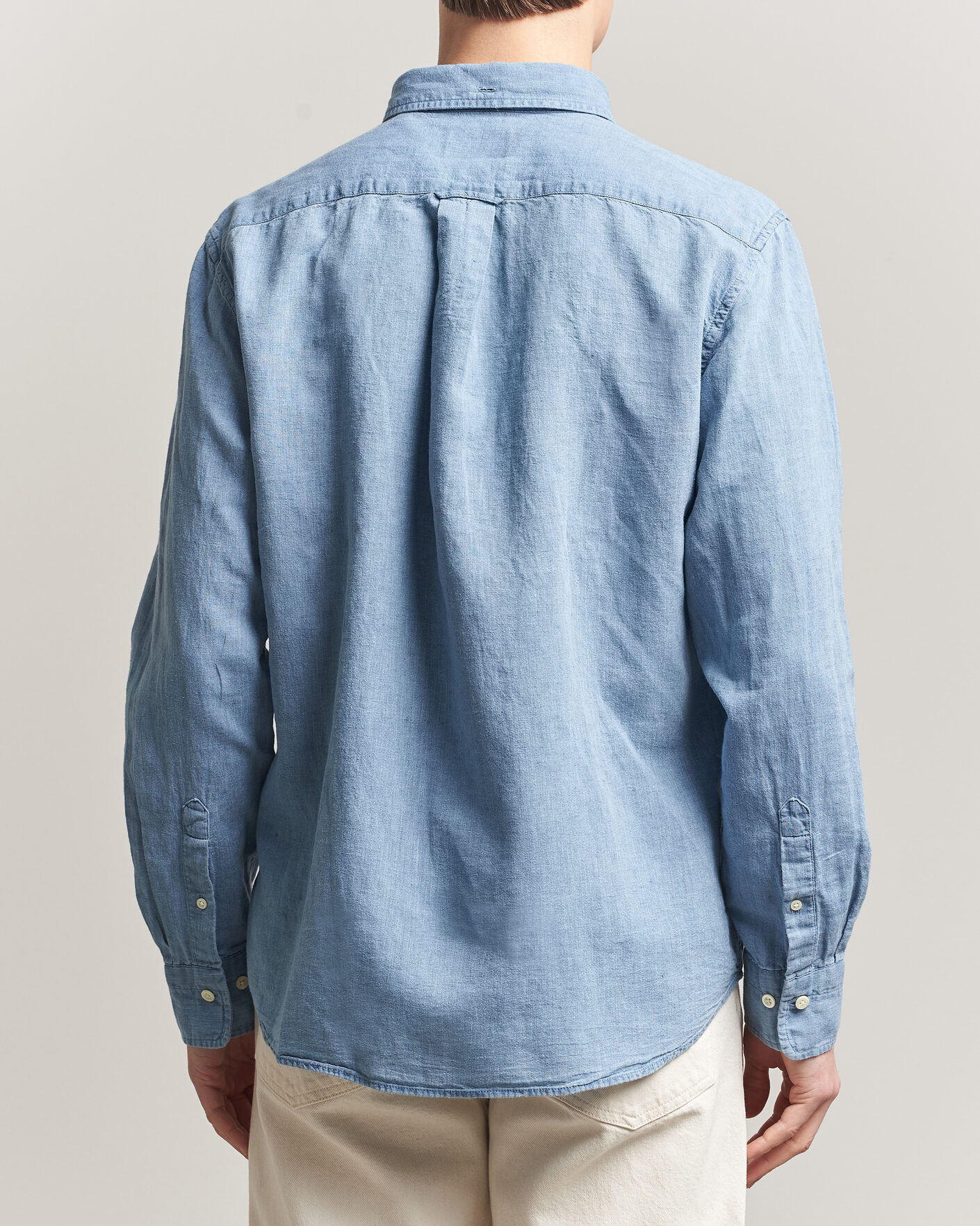 Herre | Skjorter | Gant | Regular Fit Cotton Linen Indigo Shirt Semi Light Blue
