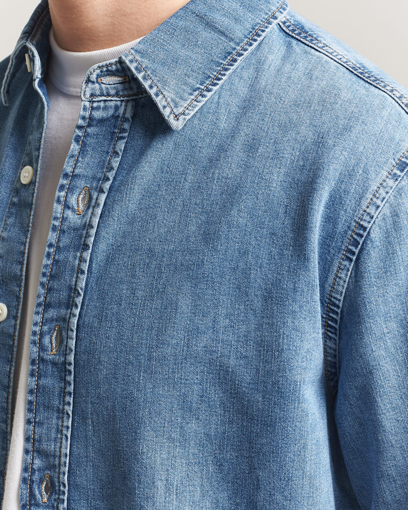 Herre | Skjorter | Gant | Regular Fit Denim Shirt Semi Light Blue Worn In