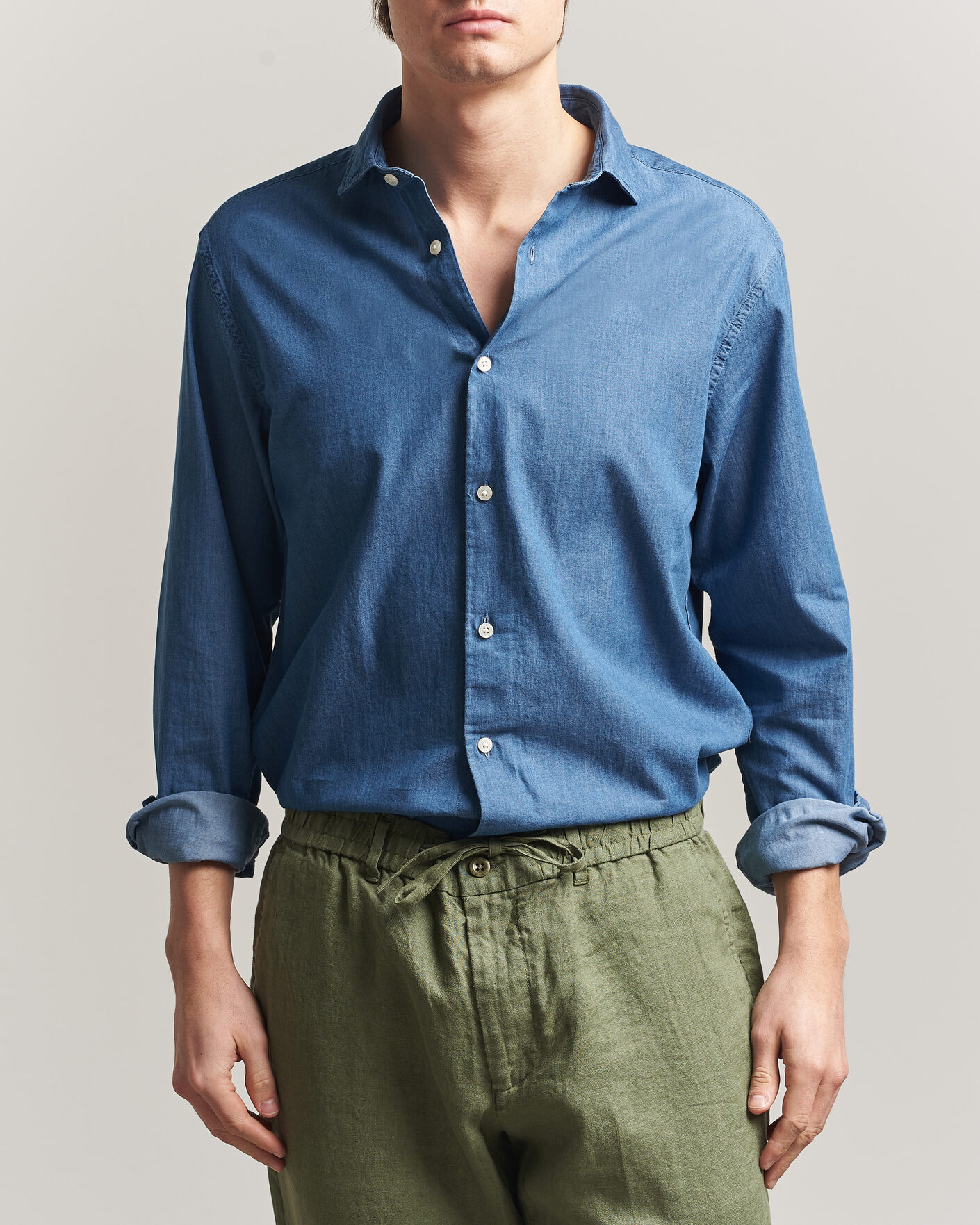 Herre | Skjorter | Gant | Regular Fit Indigo Twill Shirt Semi Light Blue
