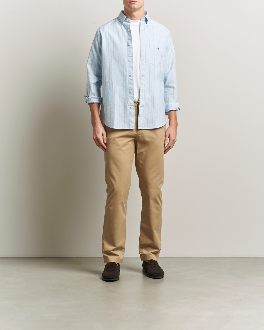Herre | Skjorter | Gant | Regluar Fit Clsasic Oxford Striped Shirt Sky Blue