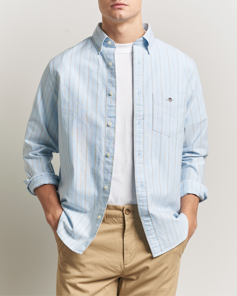 Herre | Skjorter | Gant | Regluar Fit Clsasic Oxford Striped Shirt Sky Blue