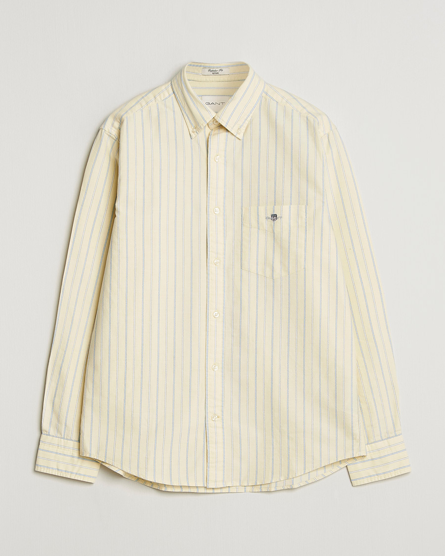 Herre | Skjorter | Gant | Regluar Fit Classic Oxford Striped Shirt Light Mustard Yellow