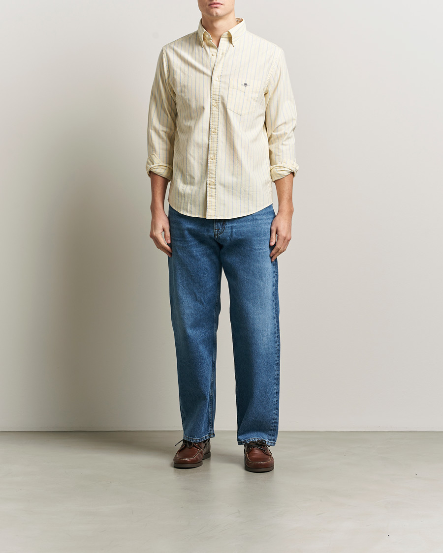 Herre | Skjorter | Gant | Regluar Fit Classic Oxford Striped Shirt Light Mustard Yellow
