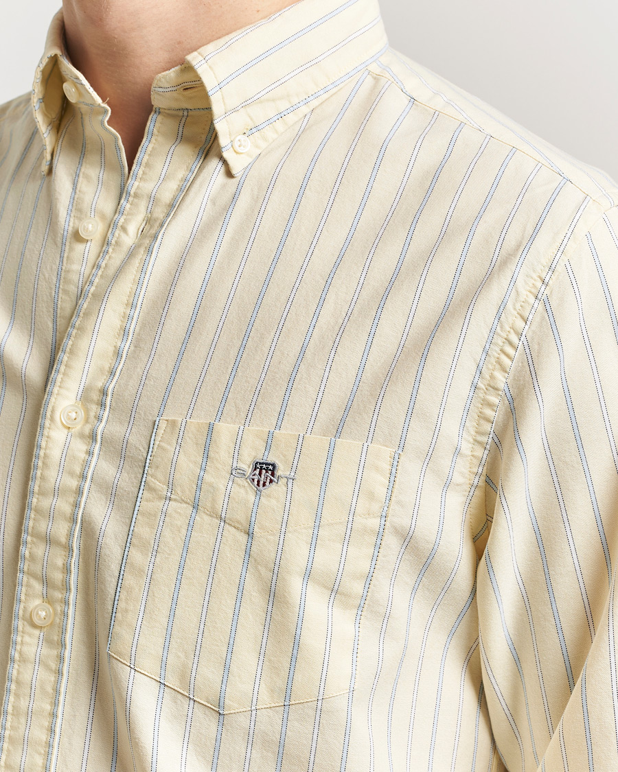 Herre | Skjorter | Gant | Regluar Fit Classic Oxford Striped Shirt Light Mustard Yellow