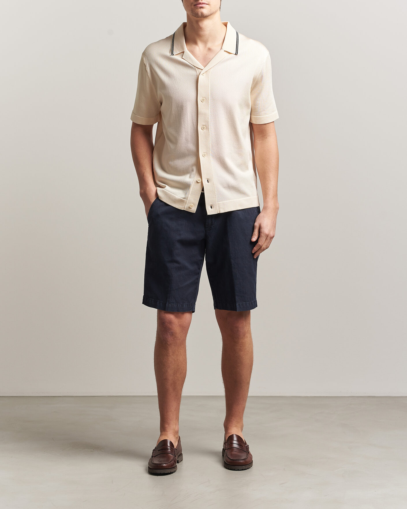 Herre | Skjorter | Gant | Knitted Resort Collar Shirt Creamed White