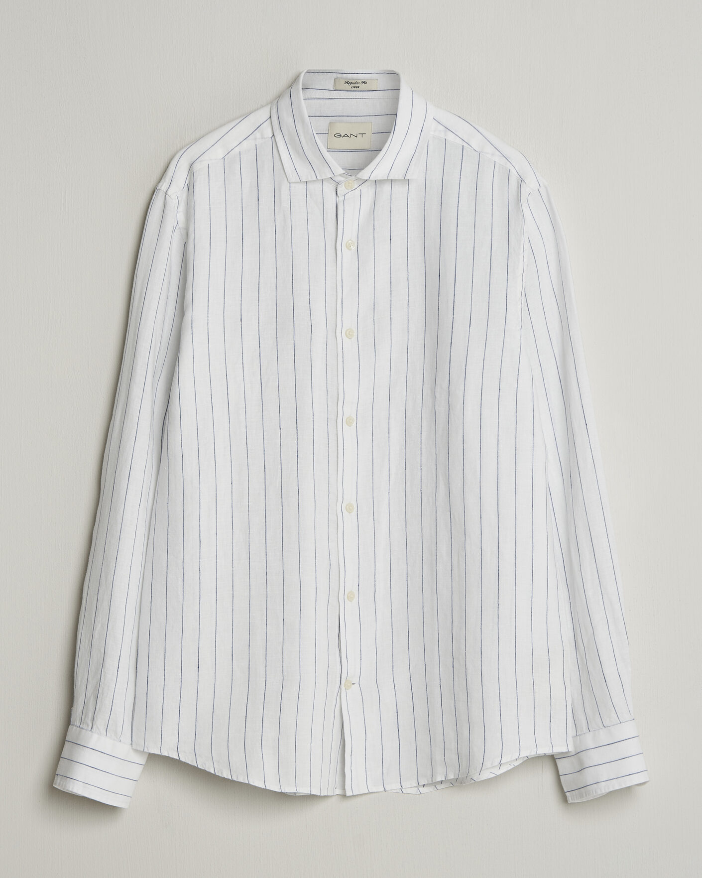 Herre | Skjorter | Gant | Regular Fit Linen Striped Shirt White