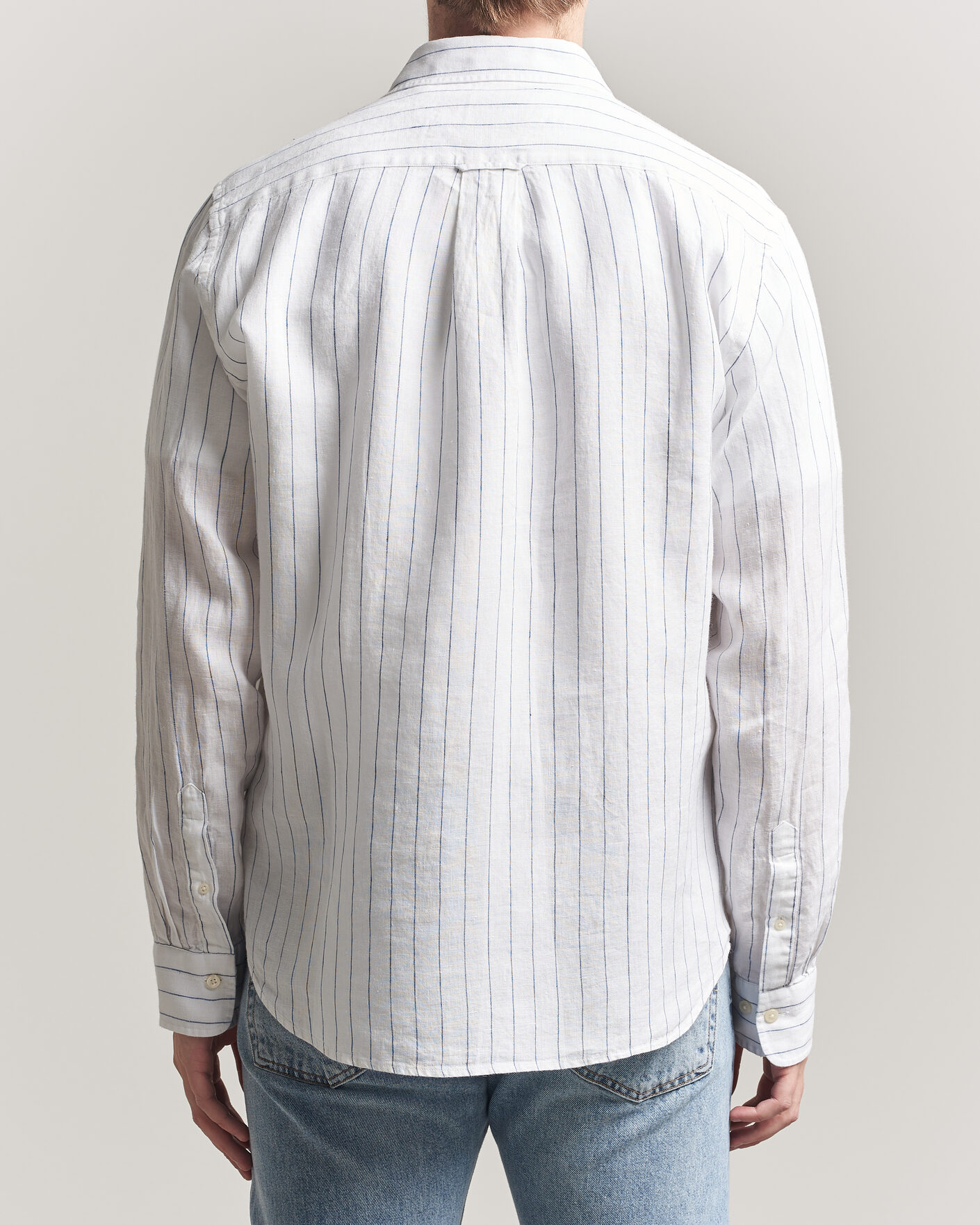 Herre | Skjorter | GANT | Regular Fit Linen Striped Shirt White