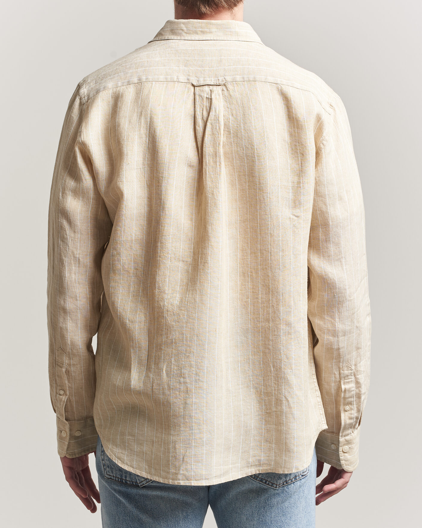 Herre | Skjorter | GANT | Regular Fit Linen Striped Shirt Oat Beige
