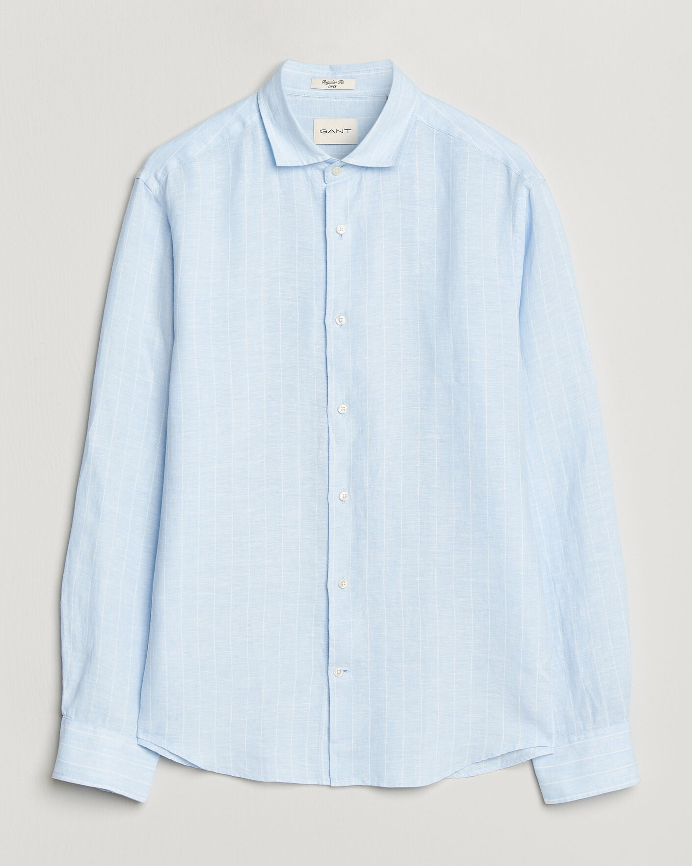 Herre | Skjorter | Gant | Regular Fit Linen Striped Shirt Sky Blue