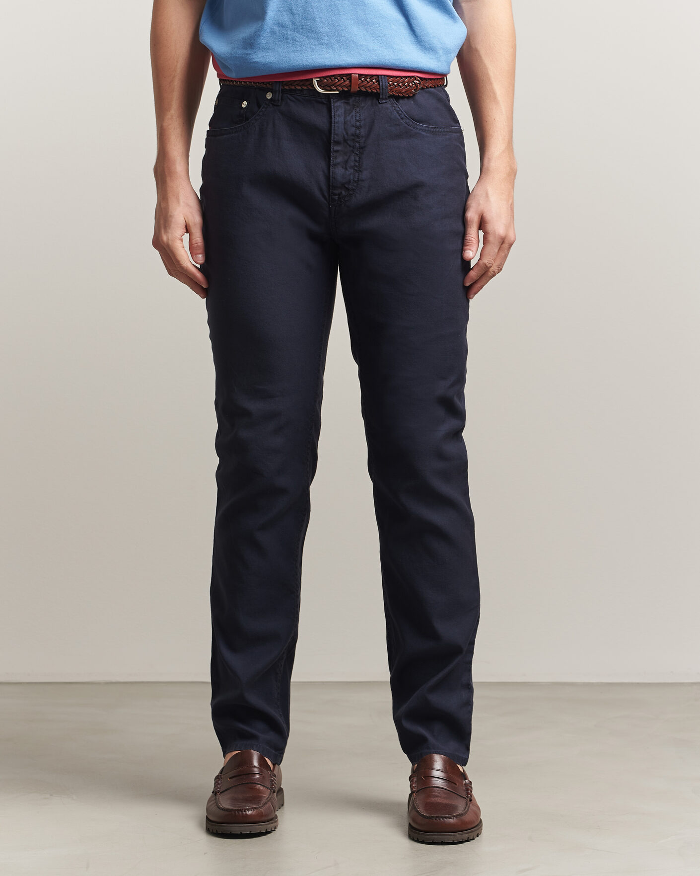 Herre | Bukser | Gant | Slim Fit Cotton/Linen 5-Pocket Pants Evening Blue