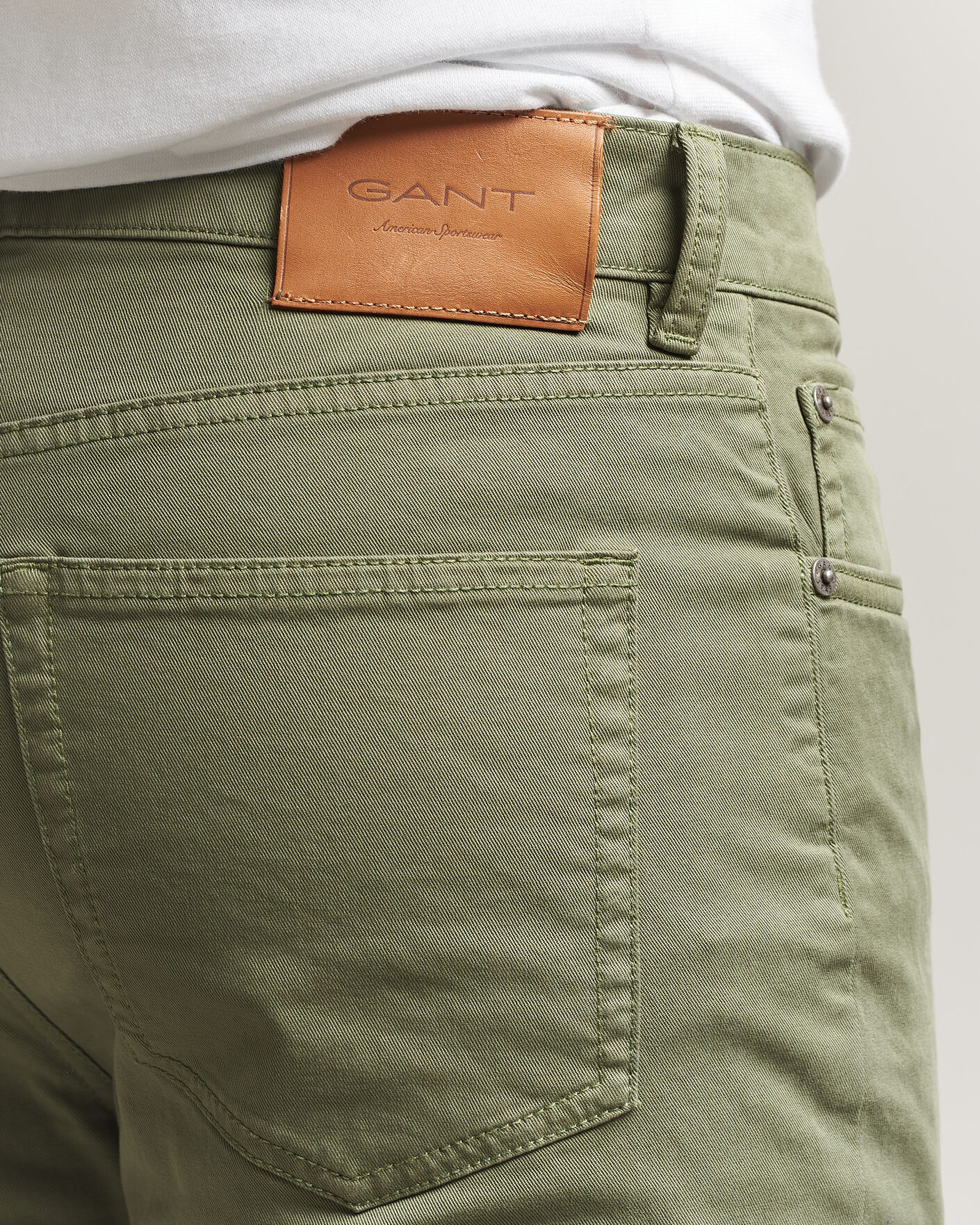 Herre | Bukser | GANT | Slim Fit Desert 5-Pocket Pants Dry Herb Green