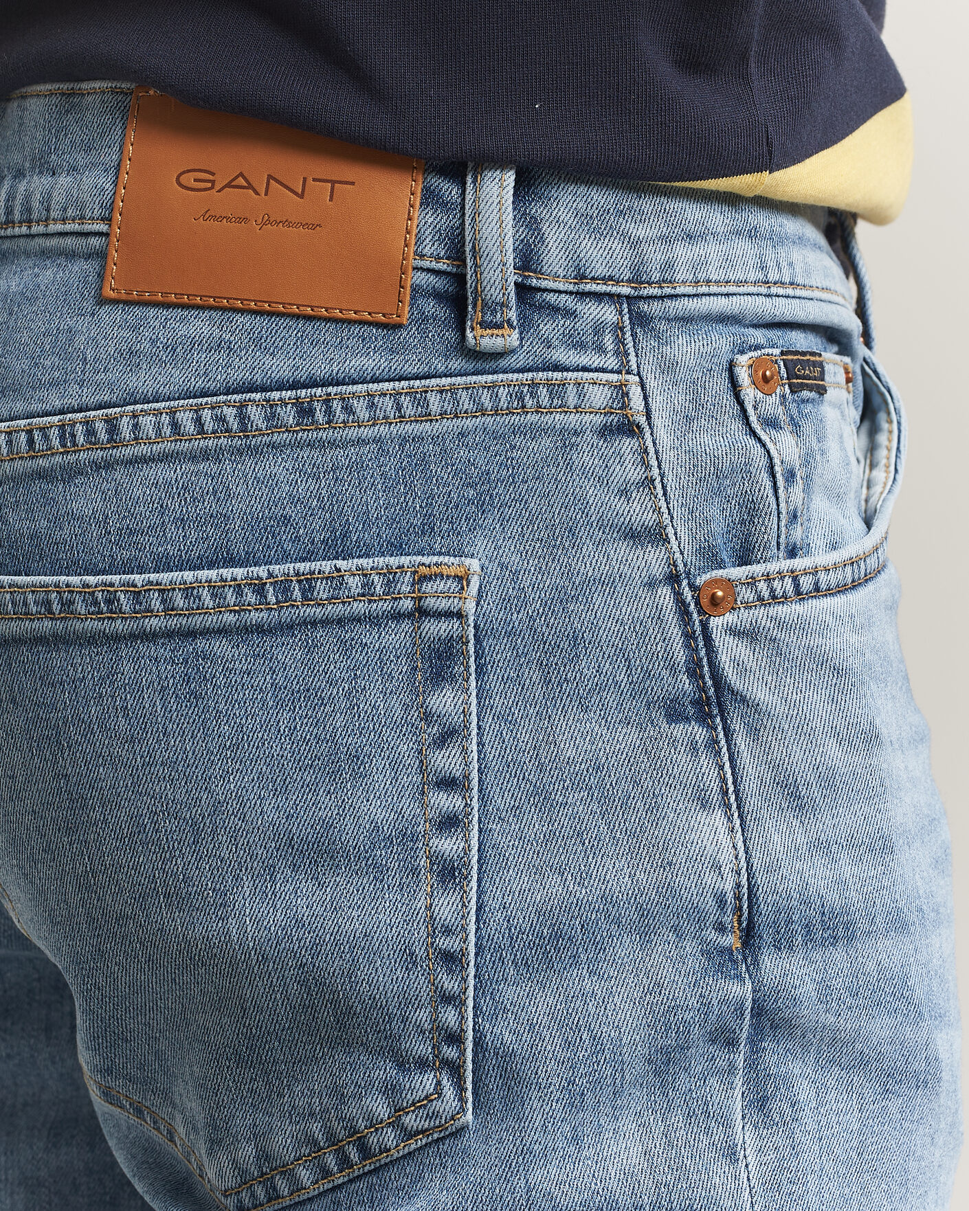 Herre | Bukser | Gant | Regular Fit Jeans Semi Light Blue Worn In