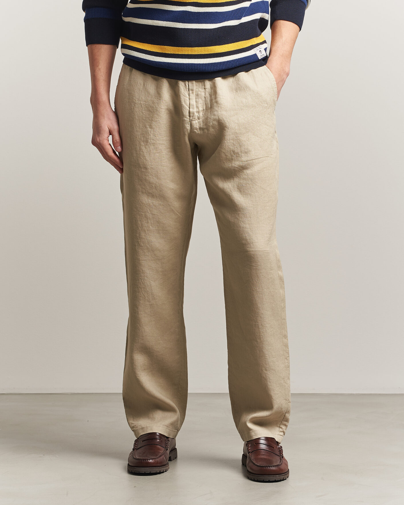 Herre | Bukser | Gant | Regular Fit Linen Drawstring Pants Oat Beige