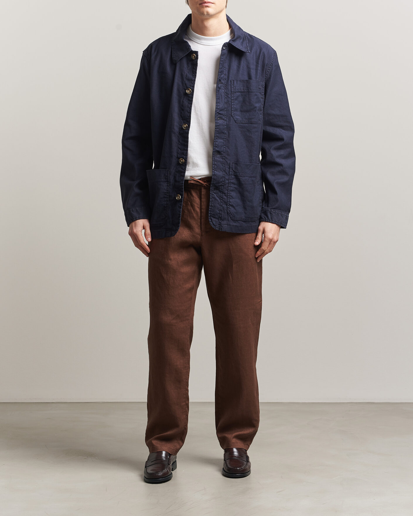 Herre | Bukser | Gant | Regular Fit Linen Drawstring Pants Mahogany Brown