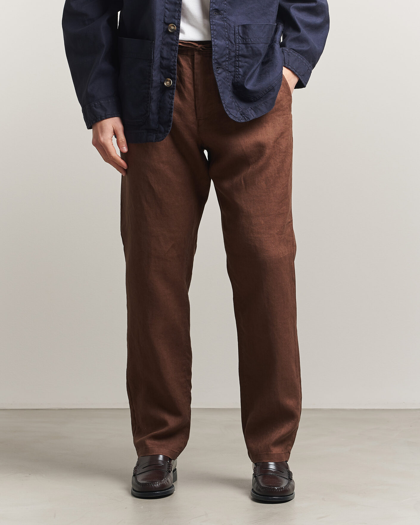 Herre | Bukser | Gant | Regular Fit Linen Drawstring Pants Mahogany Brown