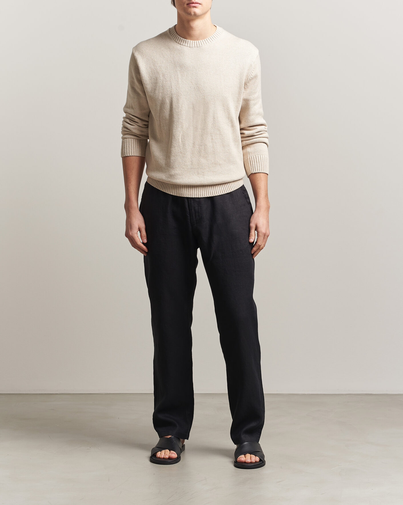 Herre | Bukser | GANT | Regular Fit Linen Drawstring Pants Black