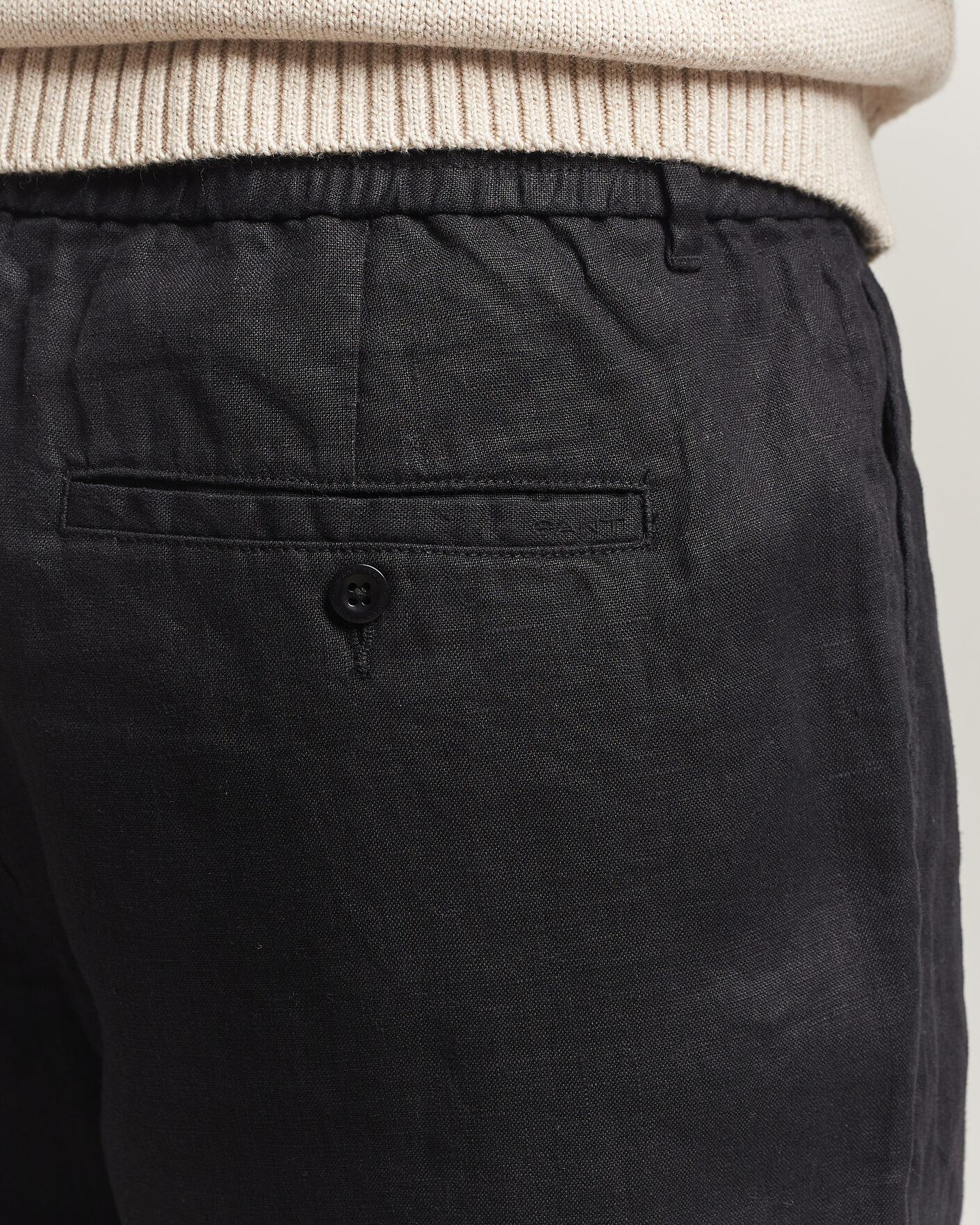 Herre | Bukser | GANT | Regular Fit Linen Drawstring Pants Black