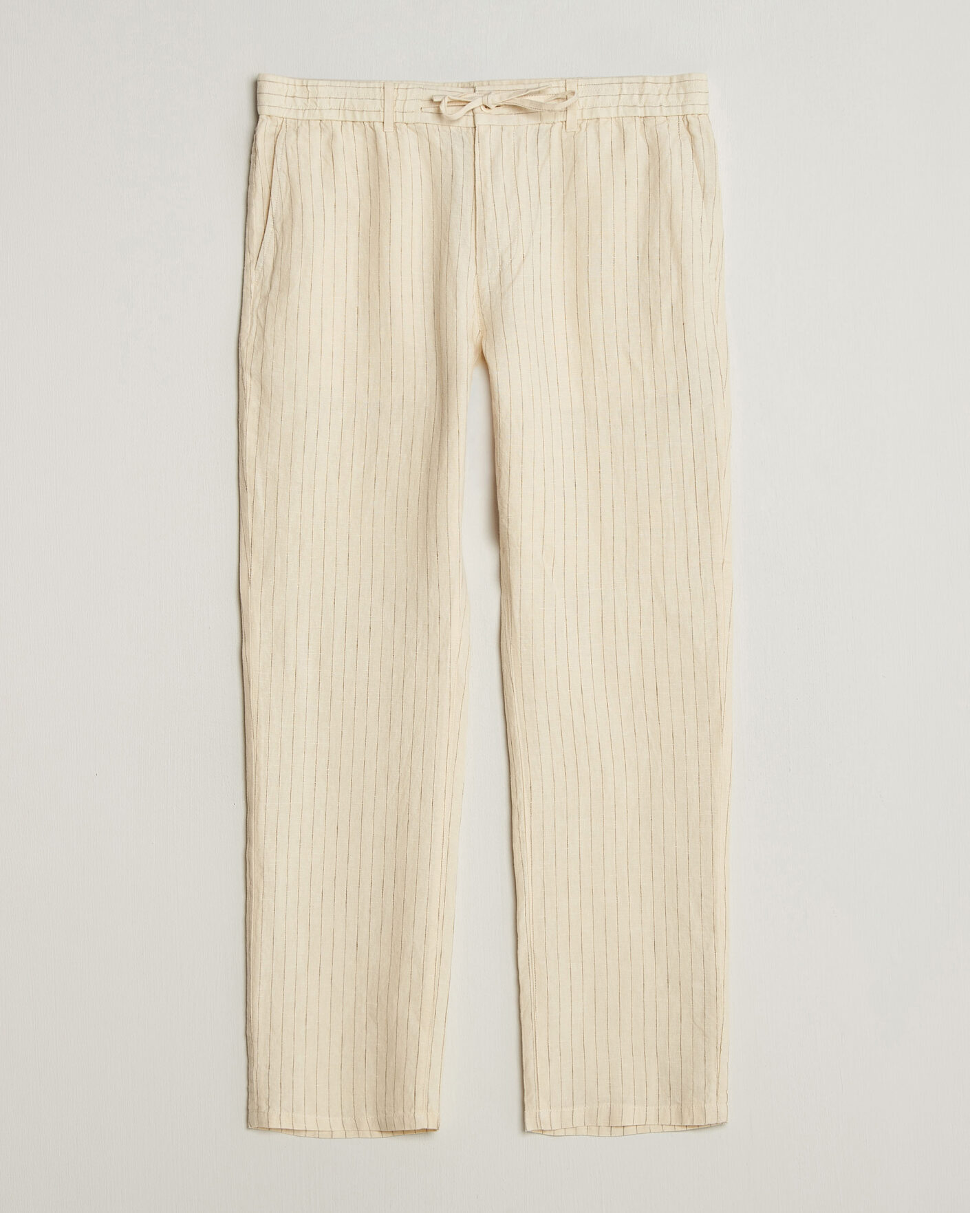 Herre | Bukser | Gant | Regular Fit Striped Linen Drawstring Pants Faded Beige
