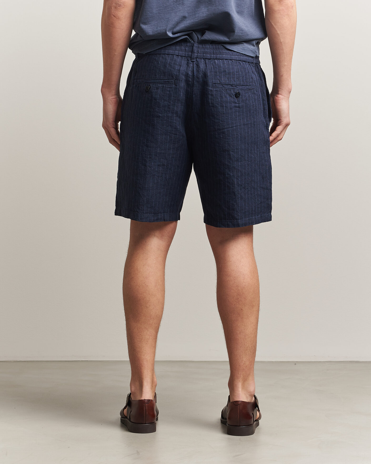 Herre | Shorts | Gant | Regular Fit Striped Linen Drawstring Shorts Evening Blue