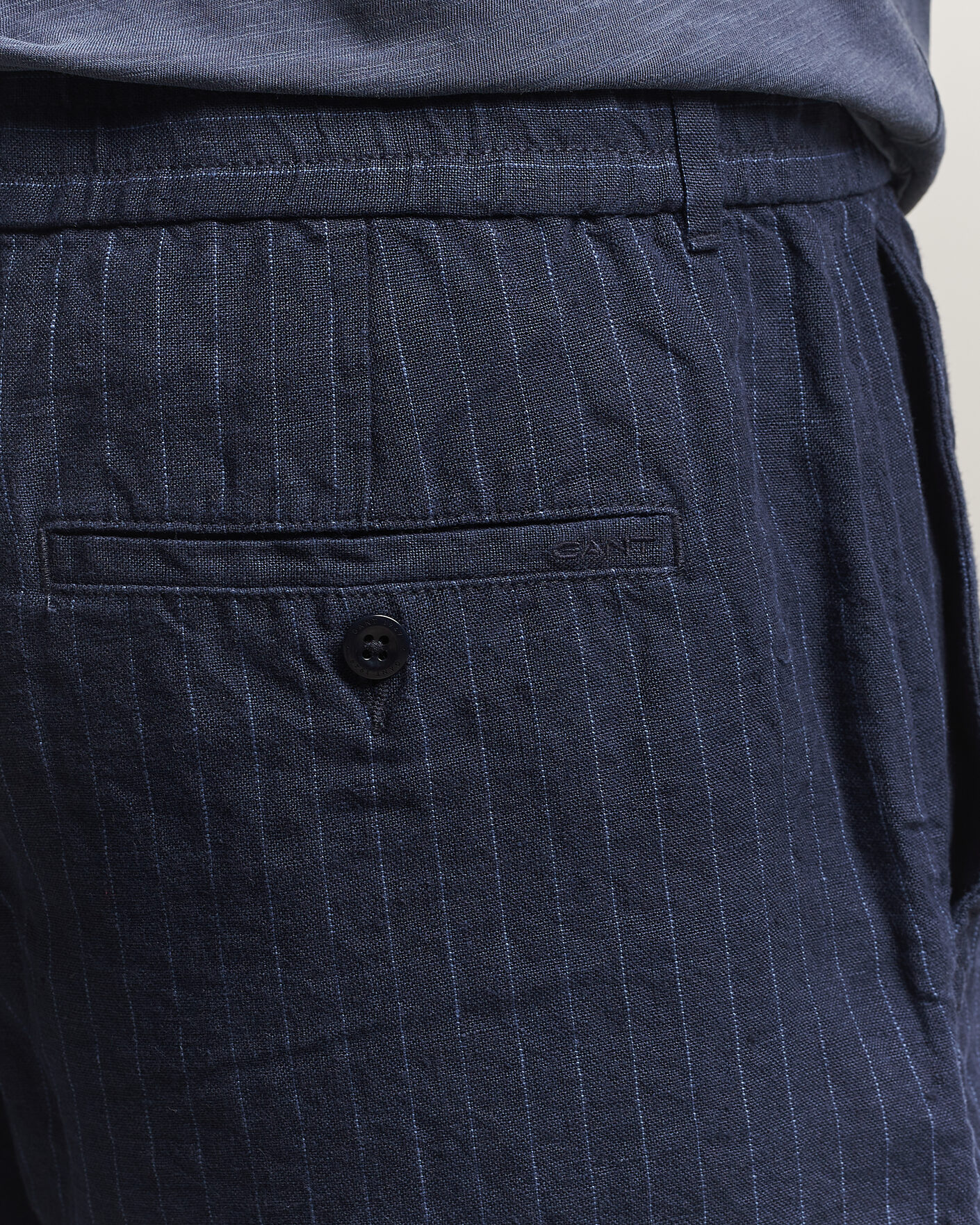 Herre | Shorts | Gant | Regular Fit Striped Linen Drawstring Shorts Evening Blue