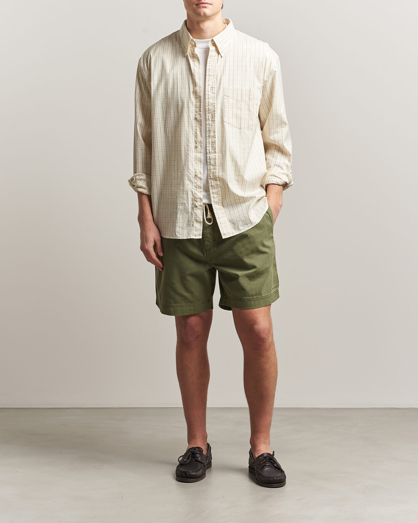 Herre | Shorts | Gant | Regular Fit Sunfaded Drawstring Dry Herb Green