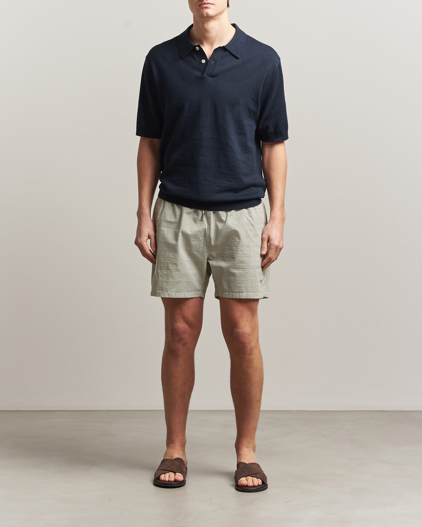 Herre | Badebukser | Gant | Seersucker Striped Swimshorts Dry Herb Green