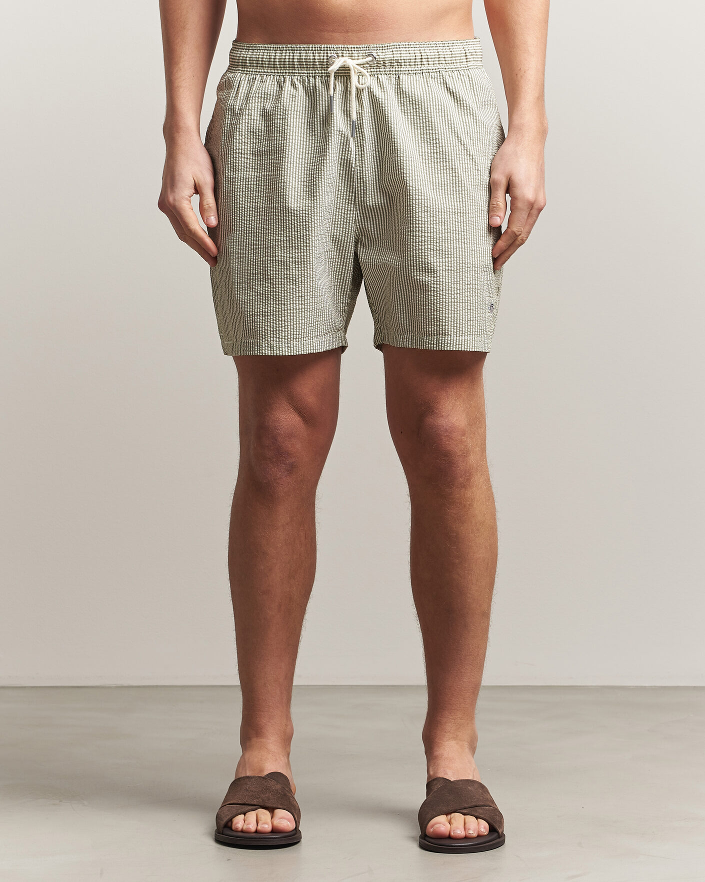 Herre | Badebukser | Gant | Seersucker Striped Swimshorts Dry Herb Green