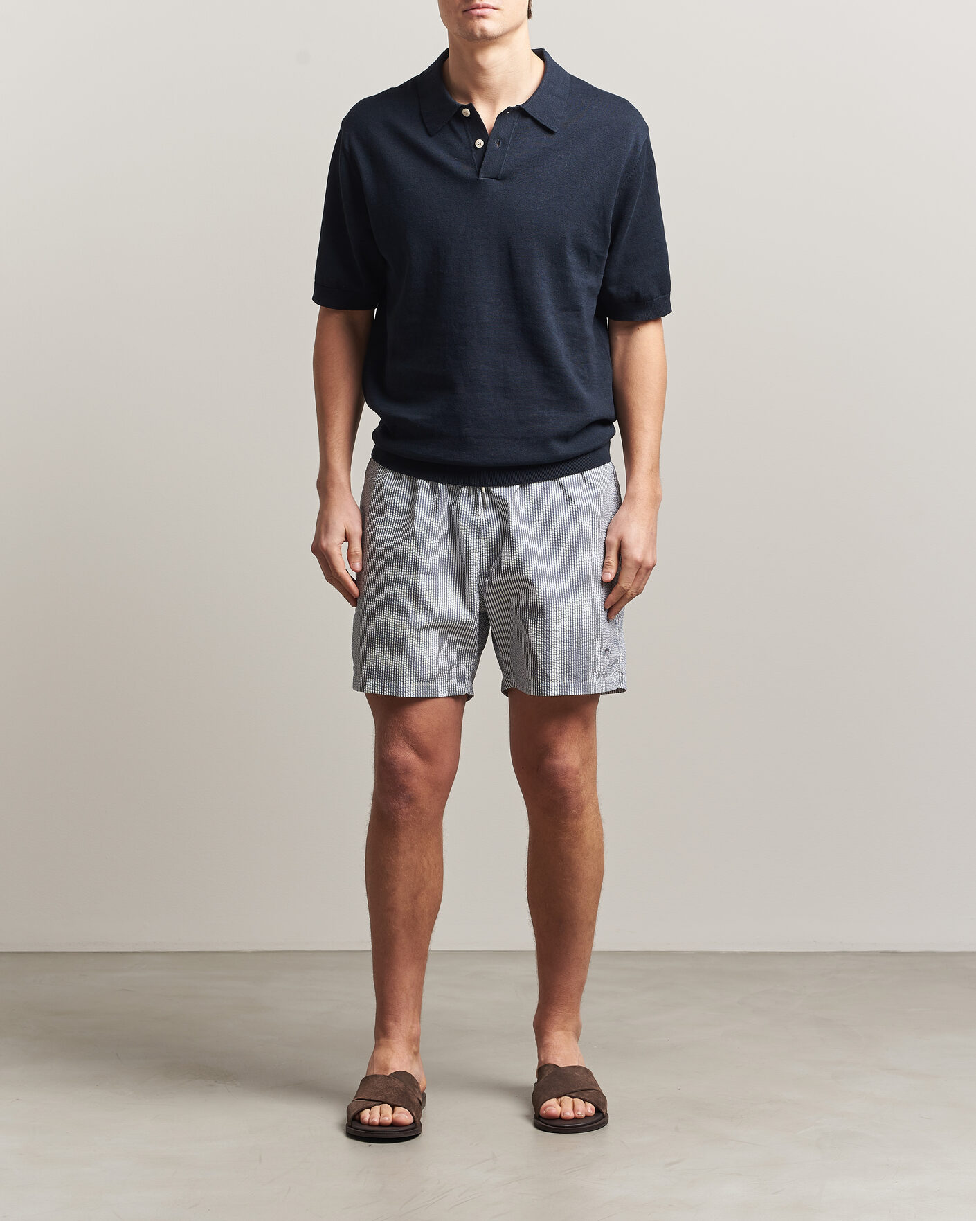Herre | Badebukser | Gant | Seersucker Striped Swimshorts Vintage Blue