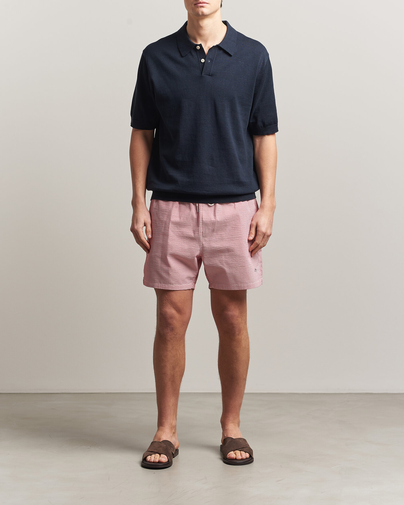 Herre | Badebukser | Gant | Seersucker Striped Swimshorts Rose Red