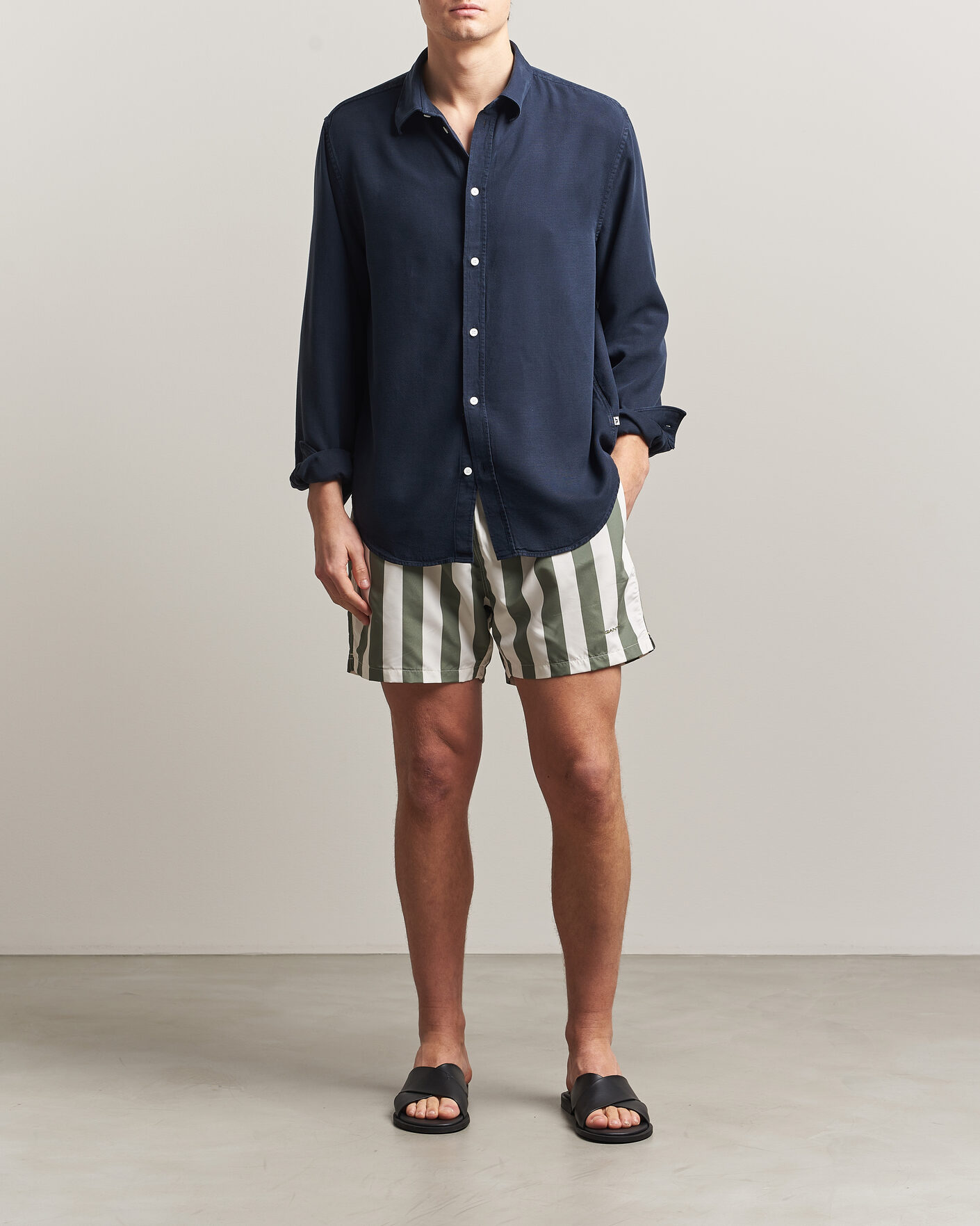 Herre | Badebukser | GANT | Blockstriped Swimshorts Dry Herb Green