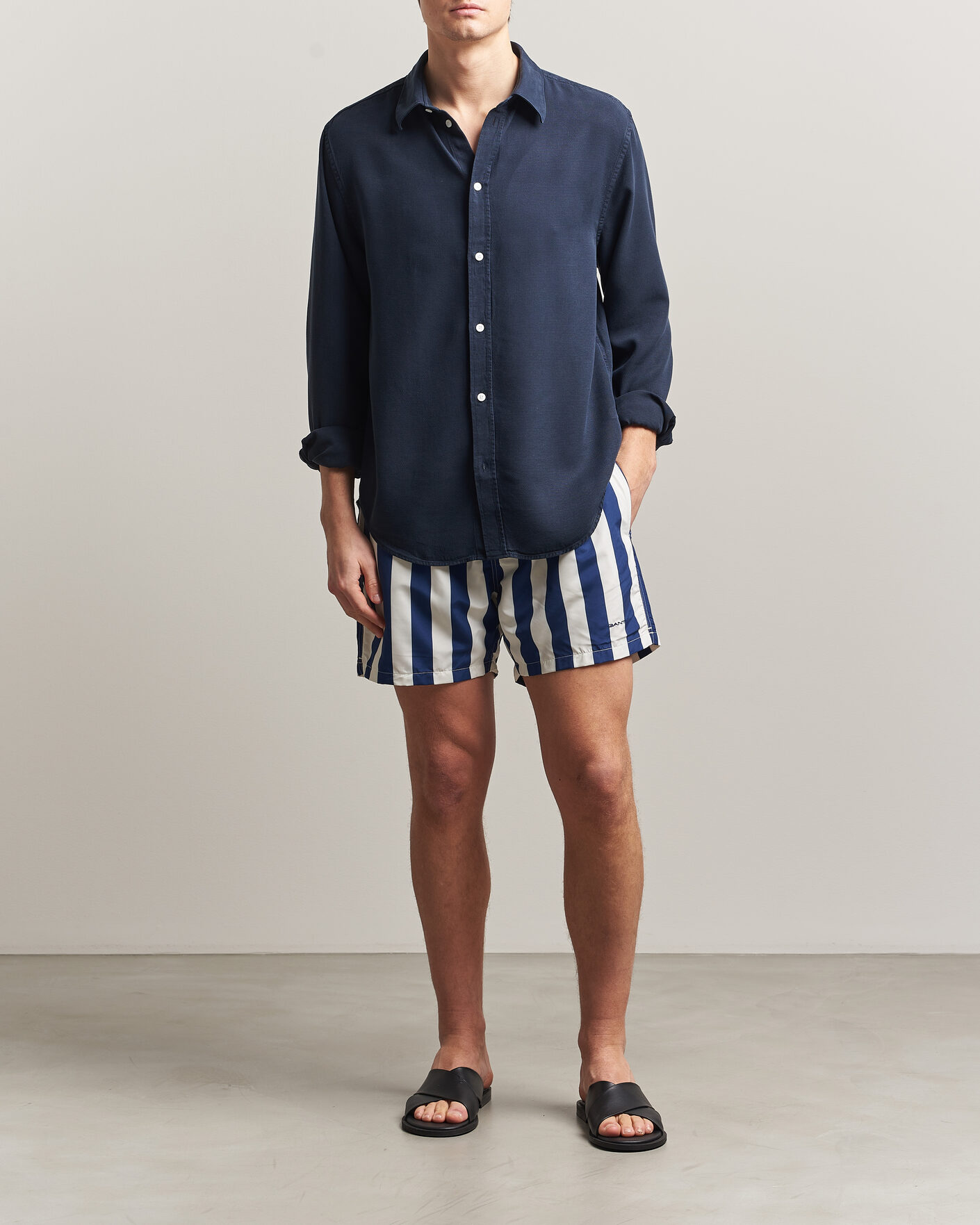 Herre | Badebukser | Gant | Blockstriped Swimshorts Rich Navy