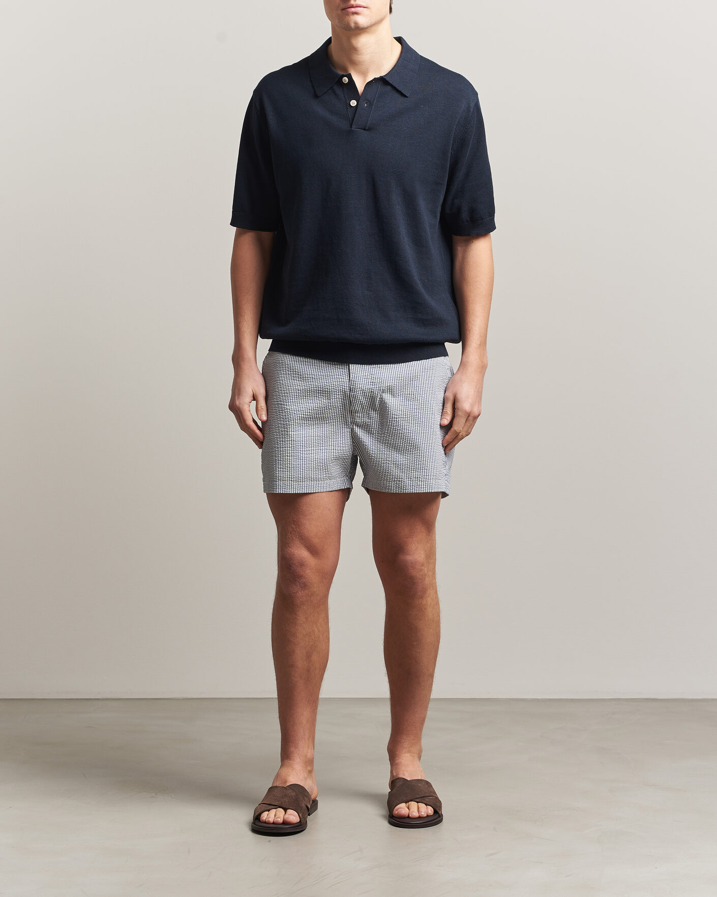 Herre | Badebukser | Gant | Fitted Seersucker Swimshorts Vintage Blue