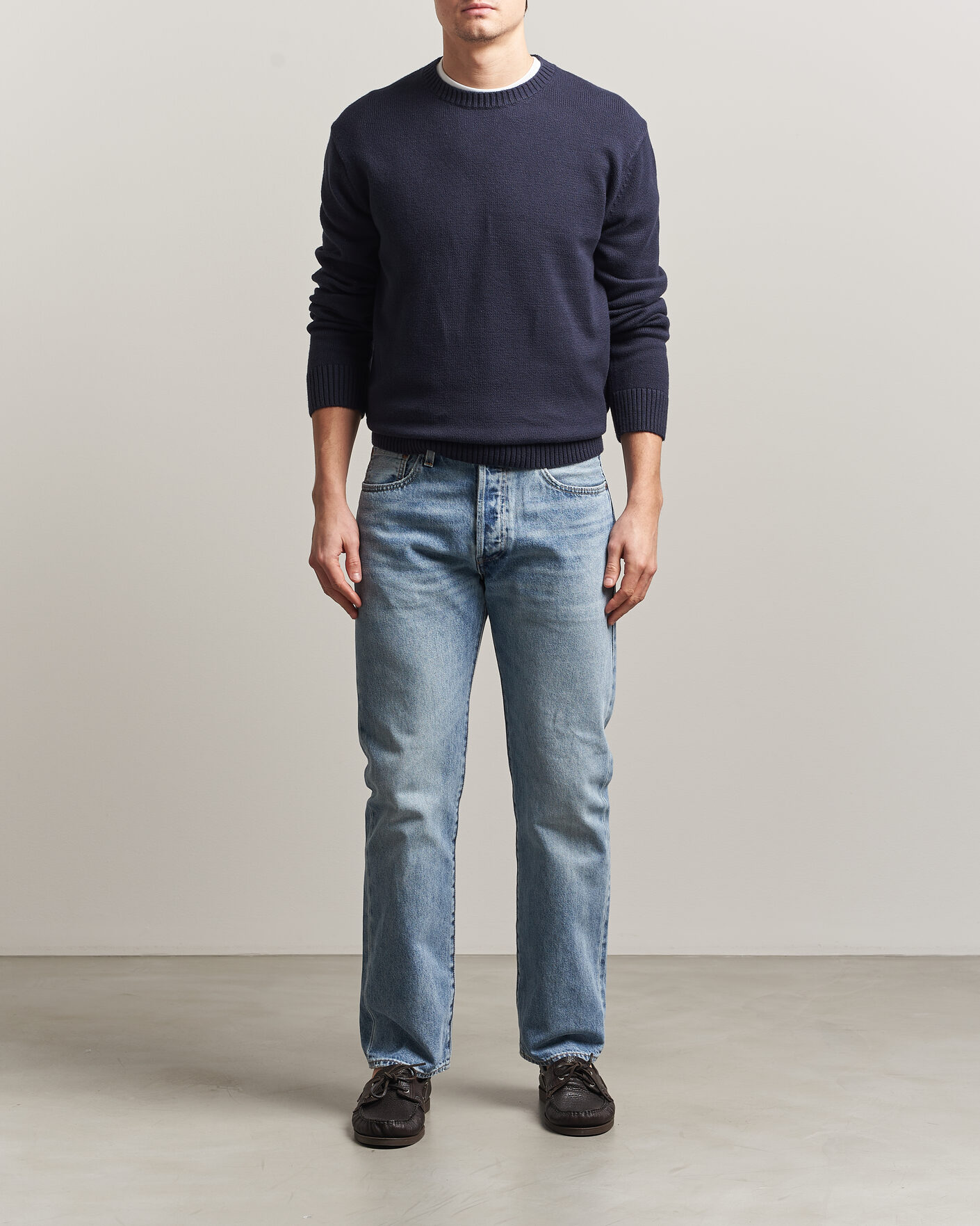 Herre | Trøjer | Gant | Cotton/Cashmere Knitted Sweater Evening Blue