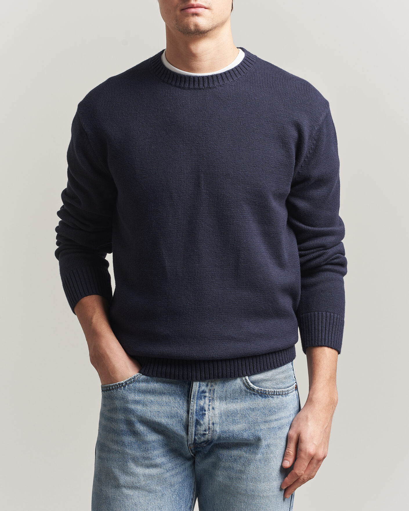 Herre | Trøjer | Gant | Cotton/Cashmere Knitted Sweater Evening Blue