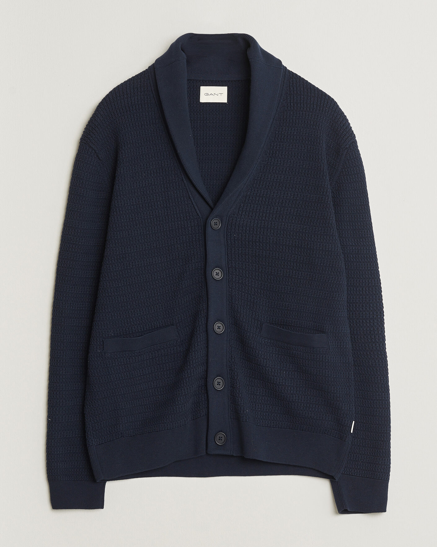 Herre | Trøjer | GANT | Heavy Knitted Shawl Collar Cardigan Evening Blue