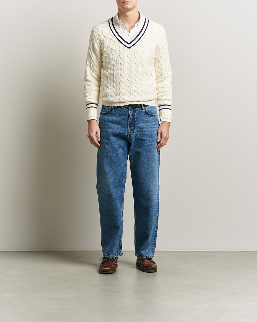 Herre | Trøjer | Gant | Cotton Cable Cricket Sweater Cream