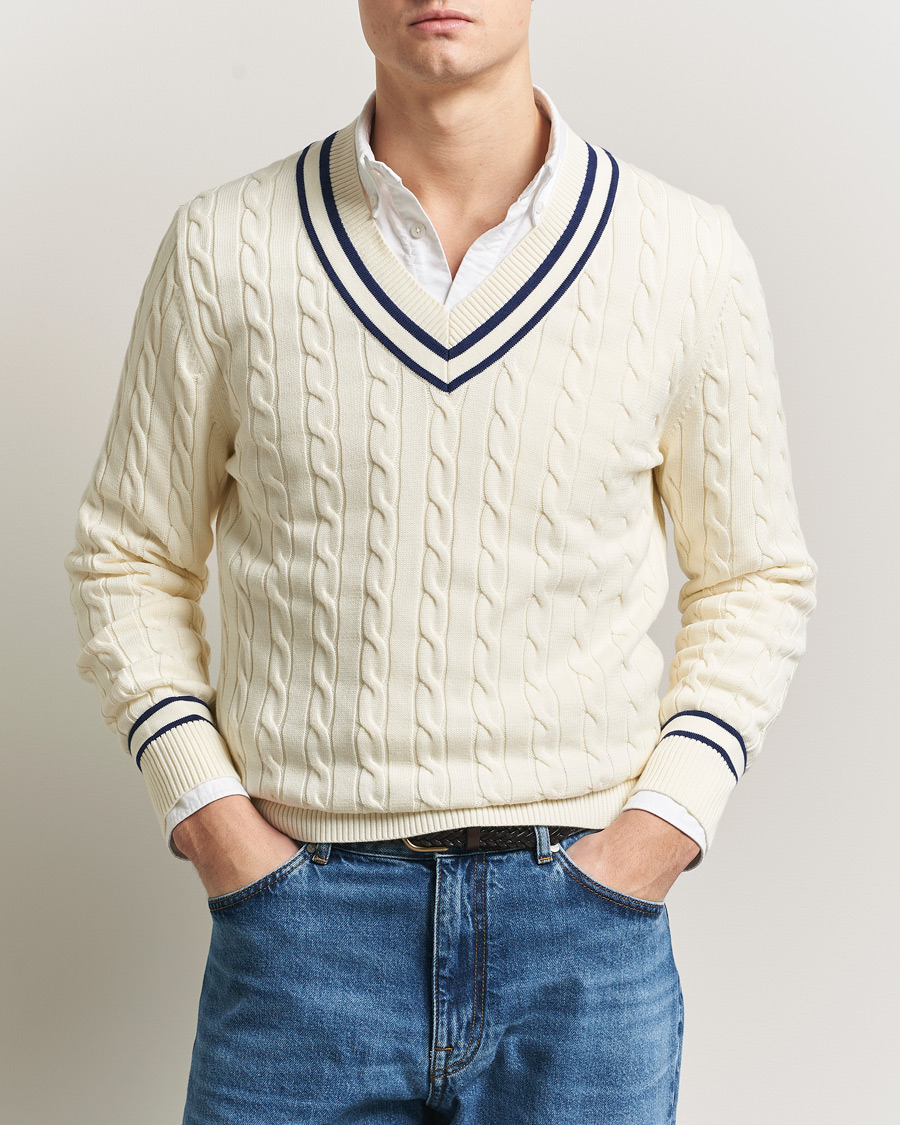 Herre | Trøjer | Gant | Cotton Cable Cricket Sweater Cream