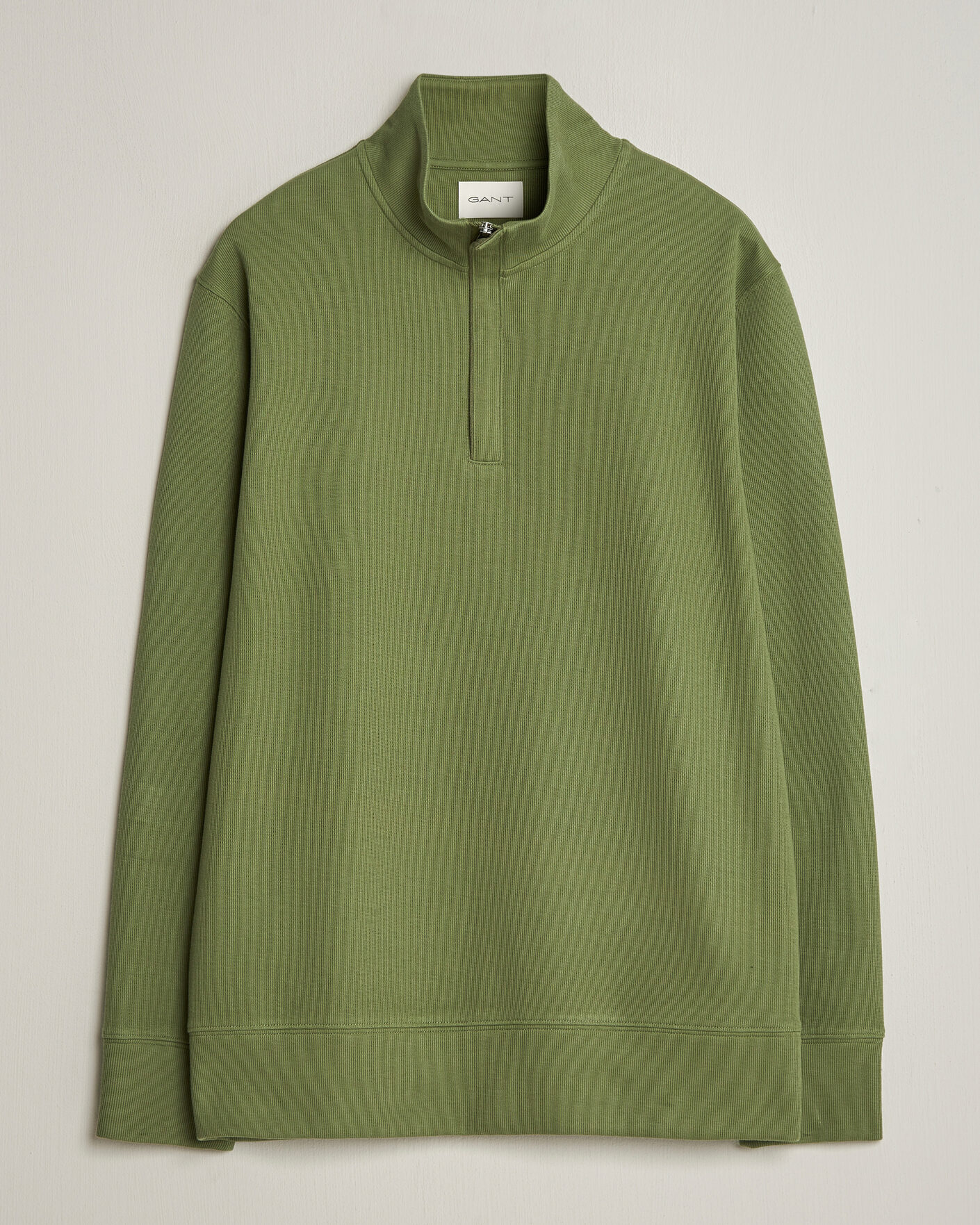 Herre | Trøjer | GANT | Light Sacker Rib Half Zip Dry Herb Green