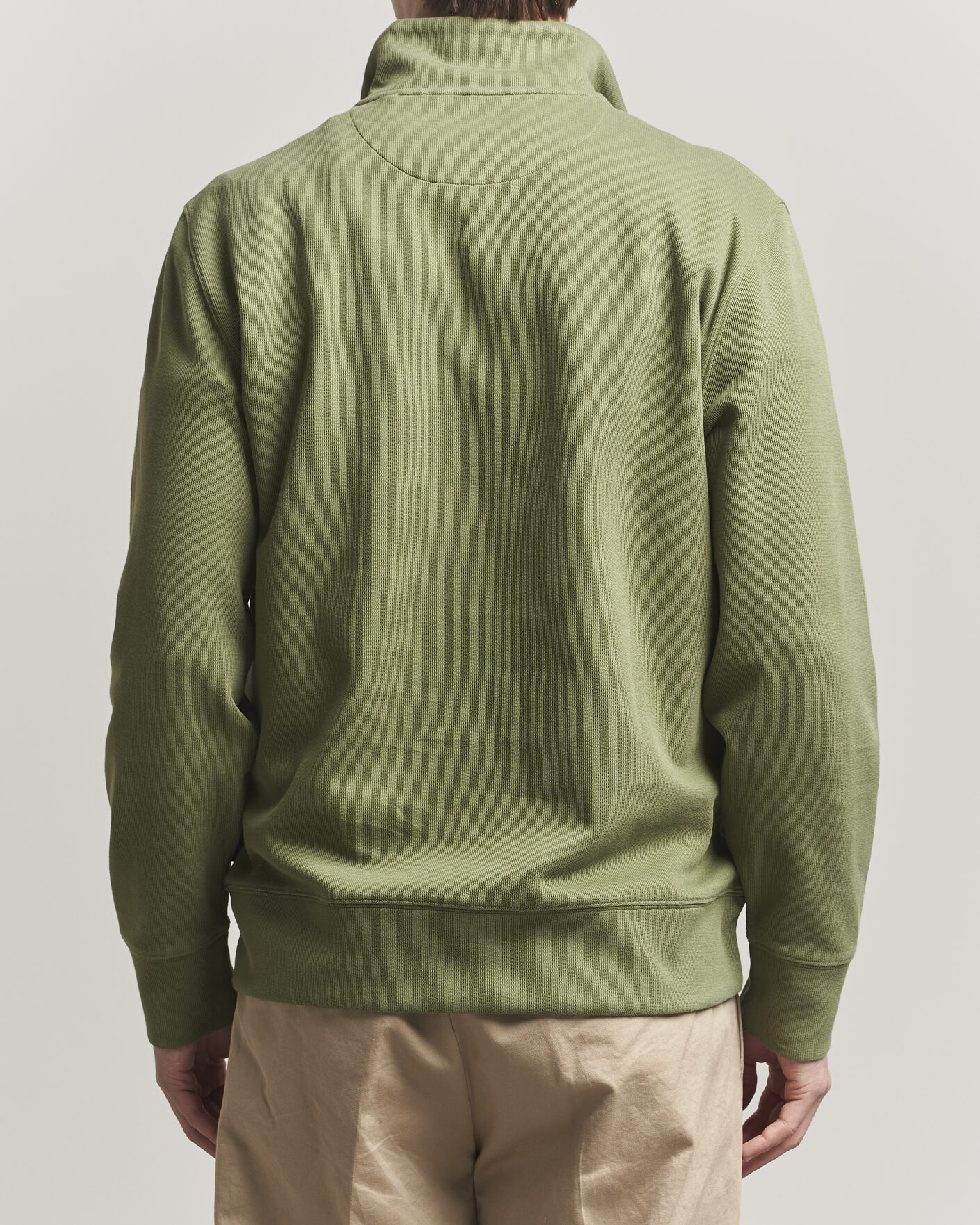 Herre | Trøjer | Gant | Light Sacker Rib Half Zip Dry Herb Green