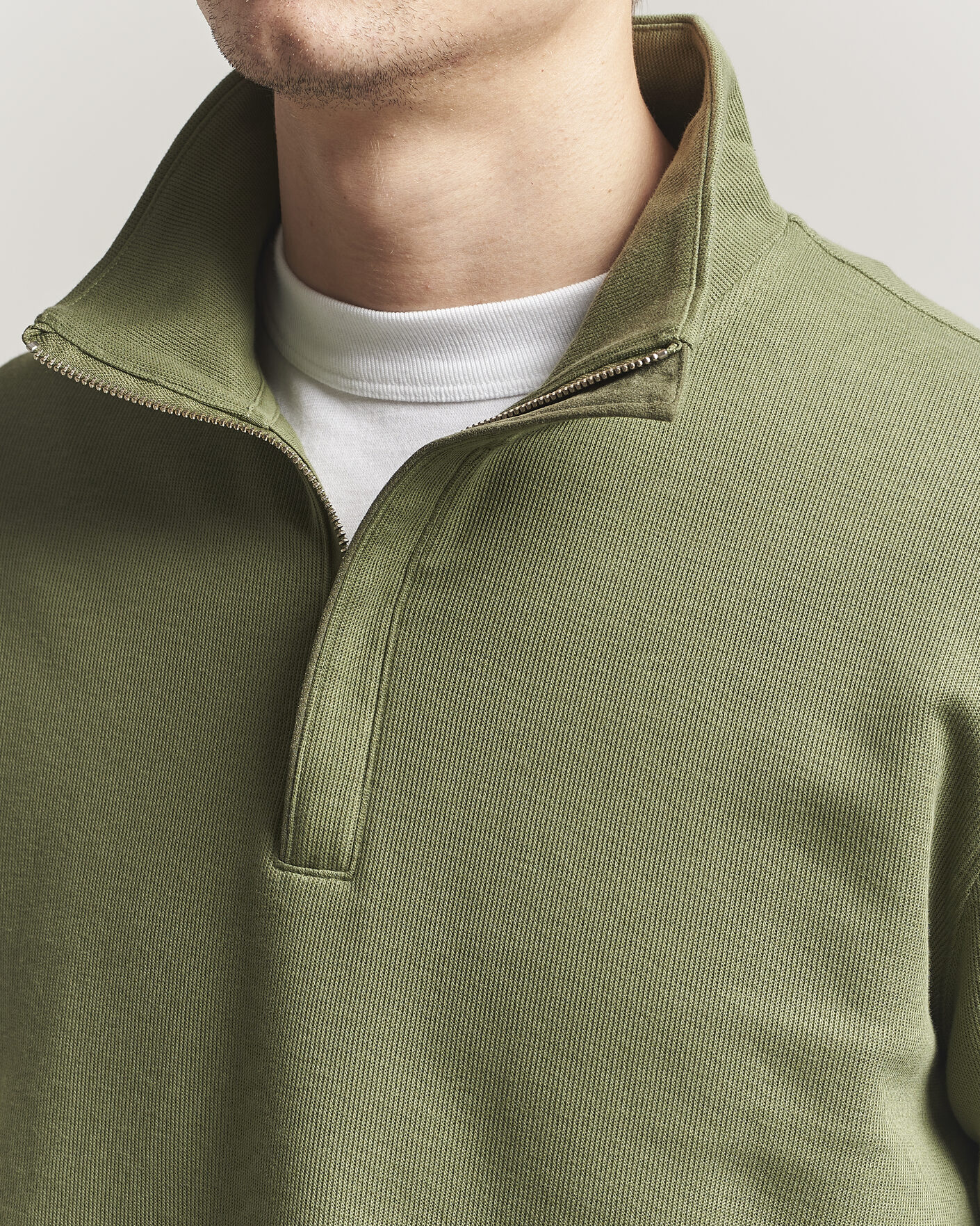 Herre | Trøjer | GANT | Light Sacker Rib Half Zip Dry Herb Green