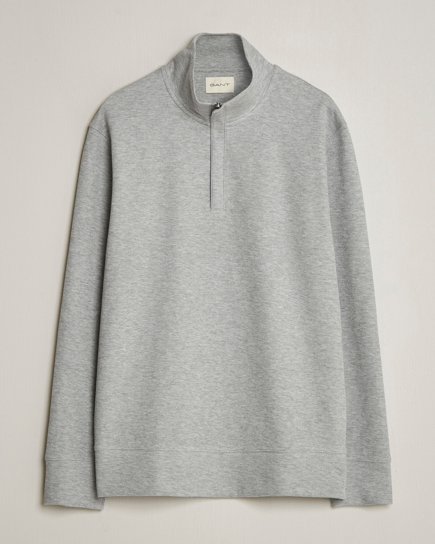 Herre | Trøjer | Gant | Light Sacker Rib Half Zip Grey Melange
