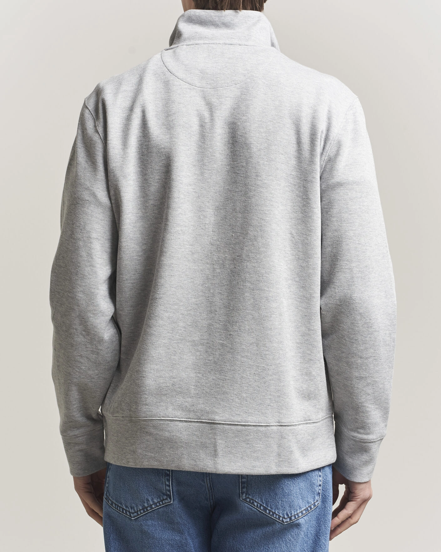 Herre | Trøjer | GANT | Light Sacker Rib Half Zip Grey Melange