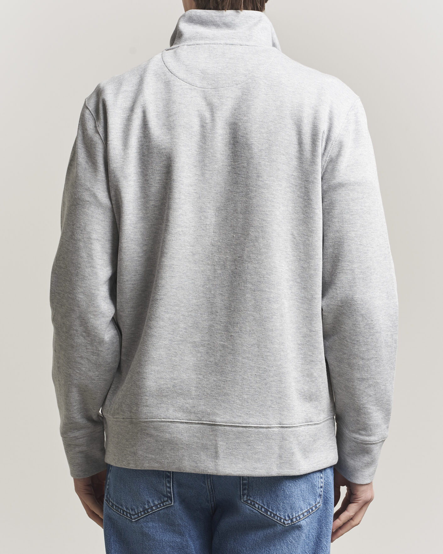 Herre | Trøjer | Gant | Light Sacker Rib Half Zip Grey Melange