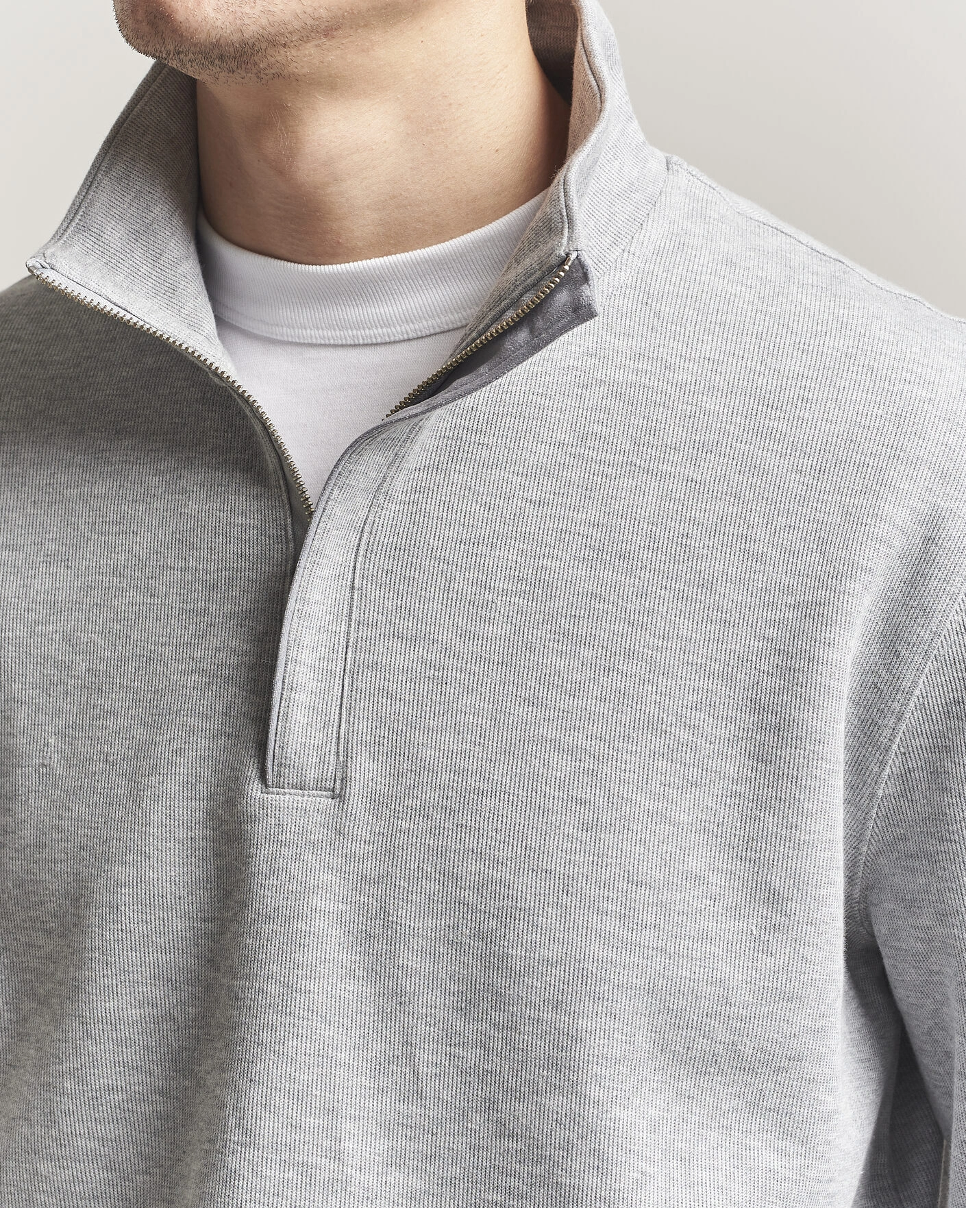 Herre | Trøjer | GANT | Light Sacker Rib Half Zip Grey Melange