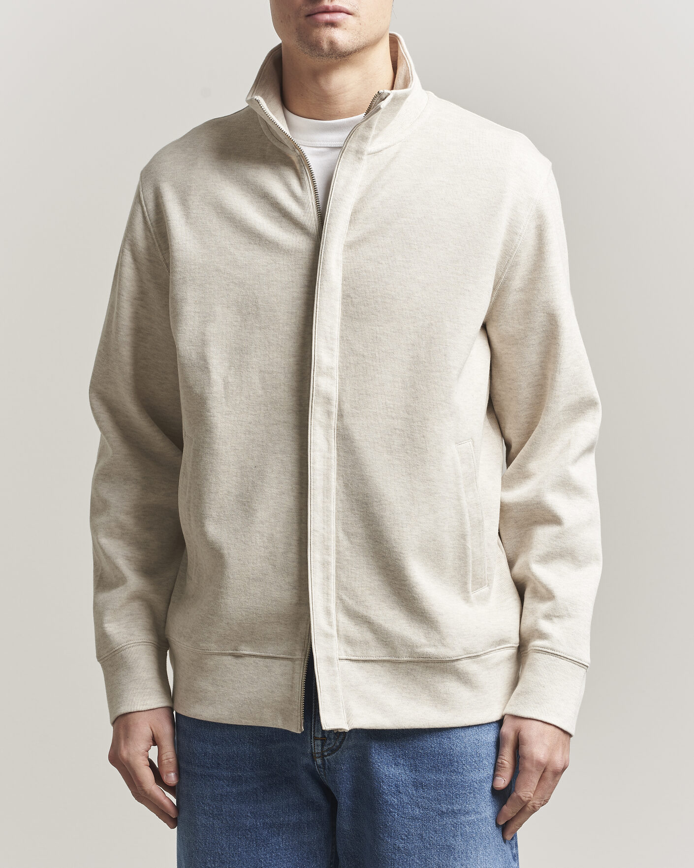 Herre | Trøjer | Gant | Light Sacker Rib Full Zip Seed Melange